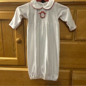 Magnolia Baby Girl’s Day Gown w/Wreath Embroidery Christmas Size Newborn
